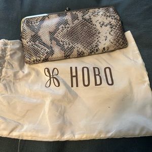 Hobo Lauren Leather Double Frame Clutch-Snake Print